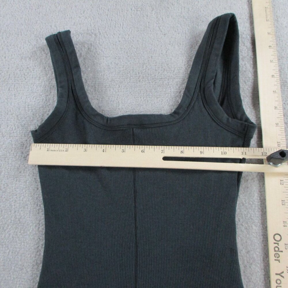 SKIMS Cotton Rib Onesie Womens XS Soot Black Strap Short Mid Thigh Bodysuit NWT - Picture 6 of 9